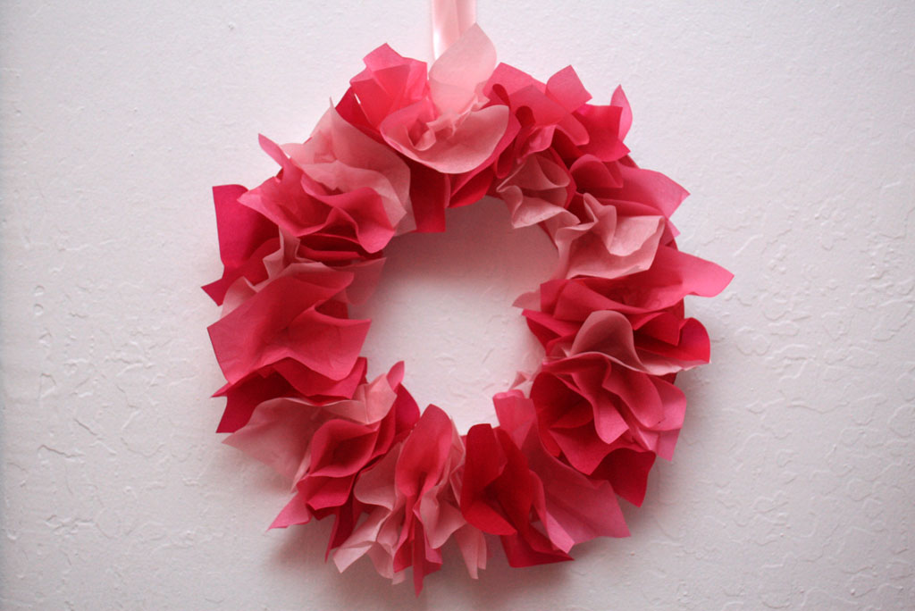 Make a Beautiful Valentine's Day Tissue Paper Wreath
