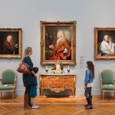 Family in the galleries at the Legion of Honor