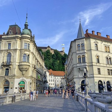 View of Ljubljana Old City with castle