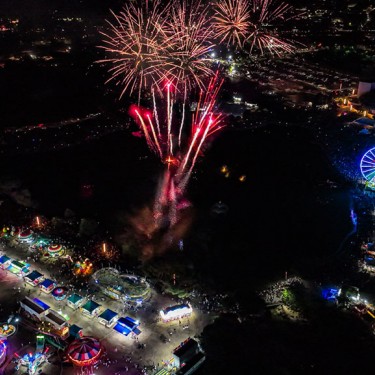Marin County Fair fireworks and fair aerial view