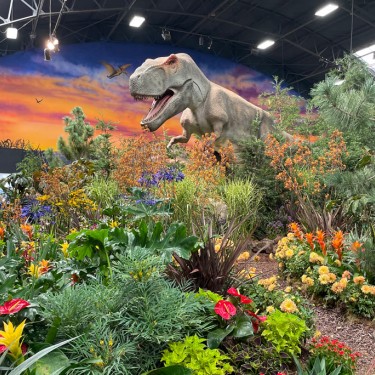 Sonoma County Fair Flower Show with dinosaur t-rex