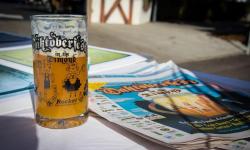 Mug of beer on table