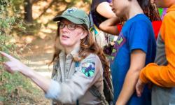 Marin Parks naturalist explaining something to kids