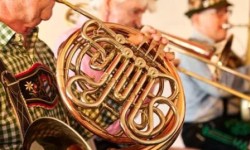 German brass band wearing Lederhosen and Tracht 
