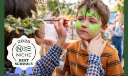 Child getting face painted at Marin Waldorf School's Harvest Fair 2026, a family-friendly fall festival in San Rafael, Marin County.