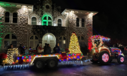 Sonoma City Hall and lighted tractor holiday event 