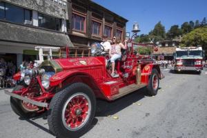 Antique fire truck in Mill Valley Memorial Day parade