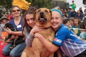 Dog Fest girls and dog