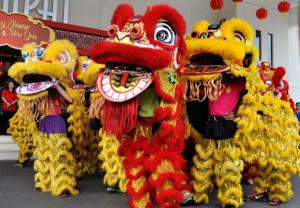 Lion dancers lunar new year