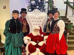 Carolers with Santa at Christmas high tea