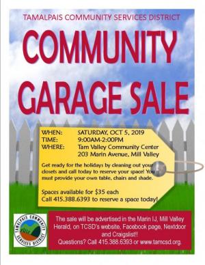 Tam Valley Community Garage Sale 2019