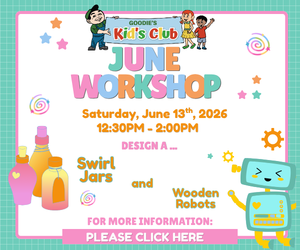 Goodie's Kid's Club: Build a Wooden Robot & Design a Painted Swirl Jar 