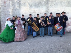 Civil War re-enactors and musicians on Alcatraz