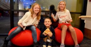 Kids at museum on beanbags