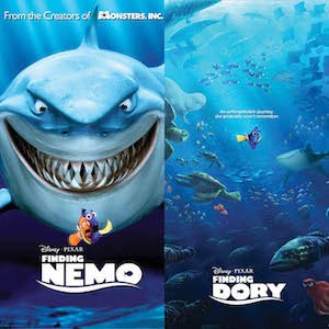 Finding Nemo Finding Dory movie posters