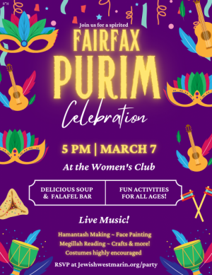 Fairfax Purim celebration flyer