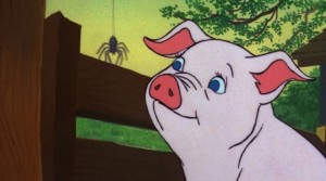 Wilbur the pig and Charlotte the spider from the Charlotte's Web animated movie 1973