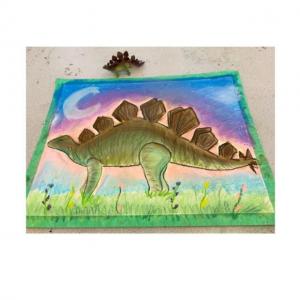 creative drawing in pastel of a dinosaur