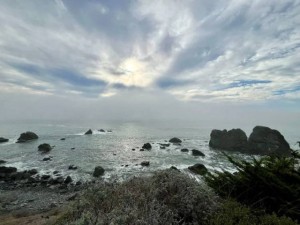 View of the Pacific Ocean with clouds overhead