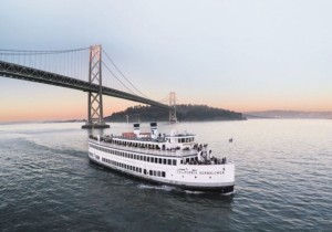Hornblower boat and San Francisco Bay Bridge