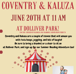 Coventry and Kaluza in Dolliver Park, Larkspur Library