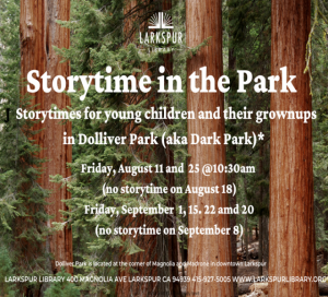 Storytime in Dolliver Park, Larkspur Library