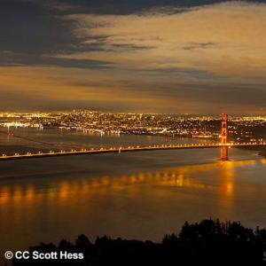 Golden gate bridge at night