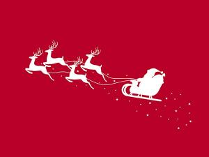 Santa in sleigh with reindeer