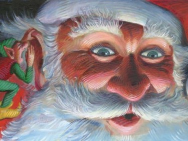 Illustration of Santa with elf whispering in his ear