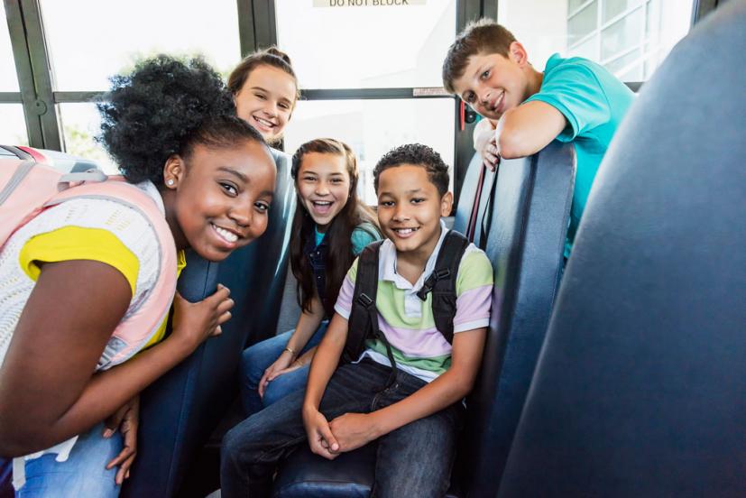 Middle school kids on bus