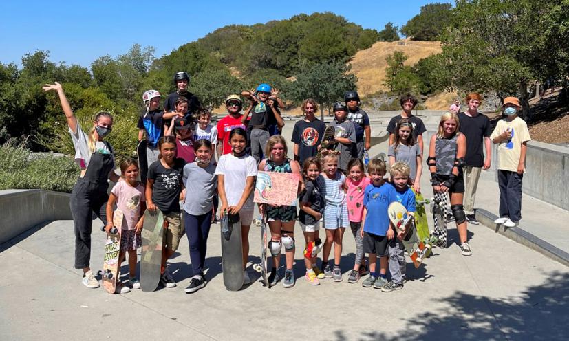 Skaters at Shredders Skate Camp in San Rafael