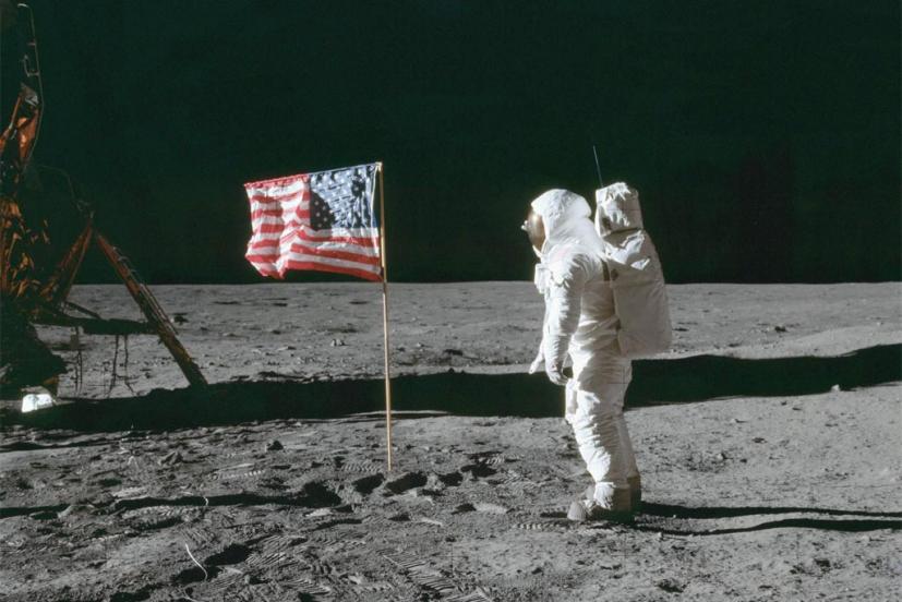 astronaut Buzz aldrin on the moon