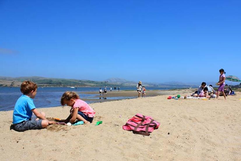 Kids at the beach playing in the sun