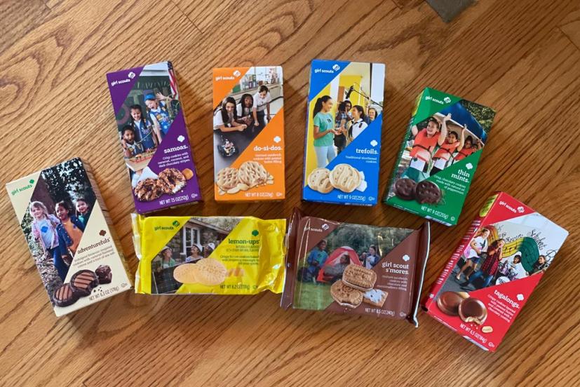 Girl Scout cookie boxes