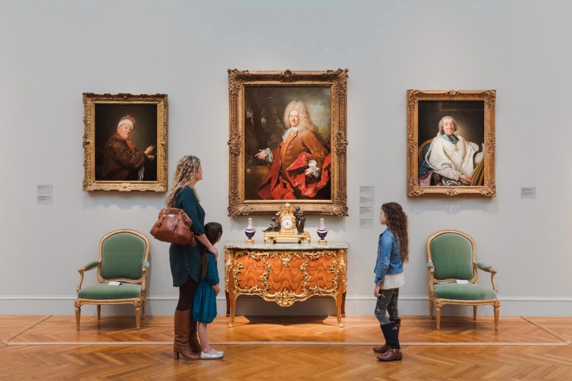 Family in the galleries at the Legion of Honor