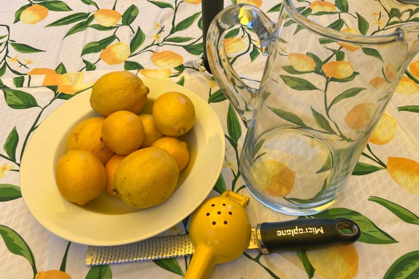 lemonade ingredients and tools