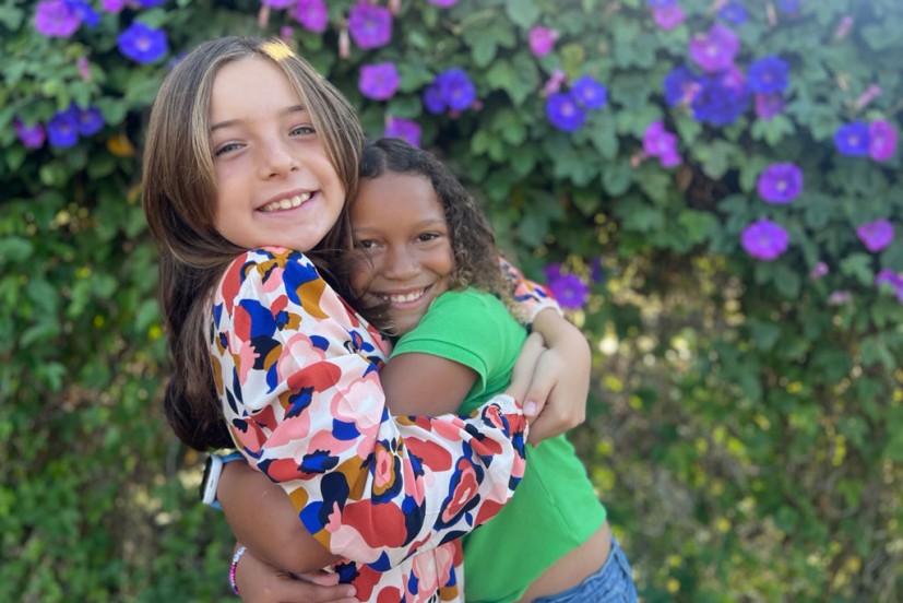 Girls hugging Lycee Francais