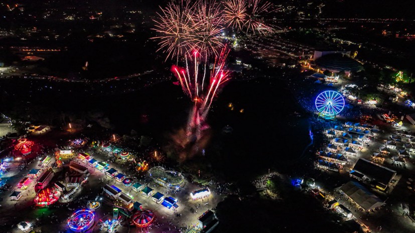 Marin County Fair fireworks and fair aerial view