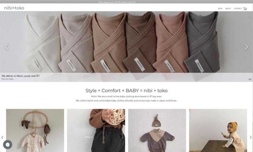 nibi + toko website home page