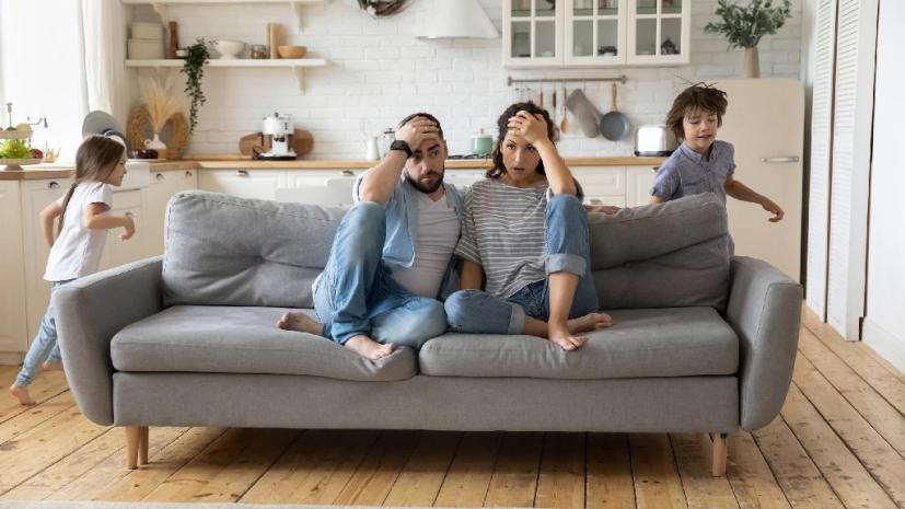 Stressed parents with wild children