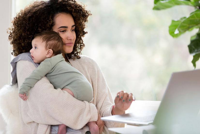 mom working with baby