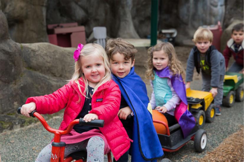 Preschoolers playing at Ross Valley Nursery School