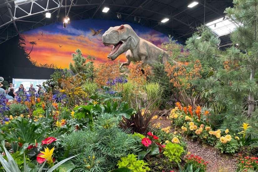 Sonoma County Fair Flower Show with dinosaur t-rex