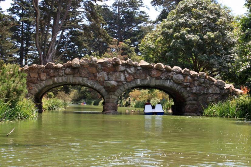 Stow Lake stone bridge in Golden Gate Park
