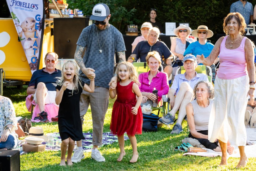 Family with kids watching band at Marin Art and Garden Center Summer Music Series