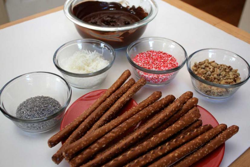 Chocolate dipped pretzels