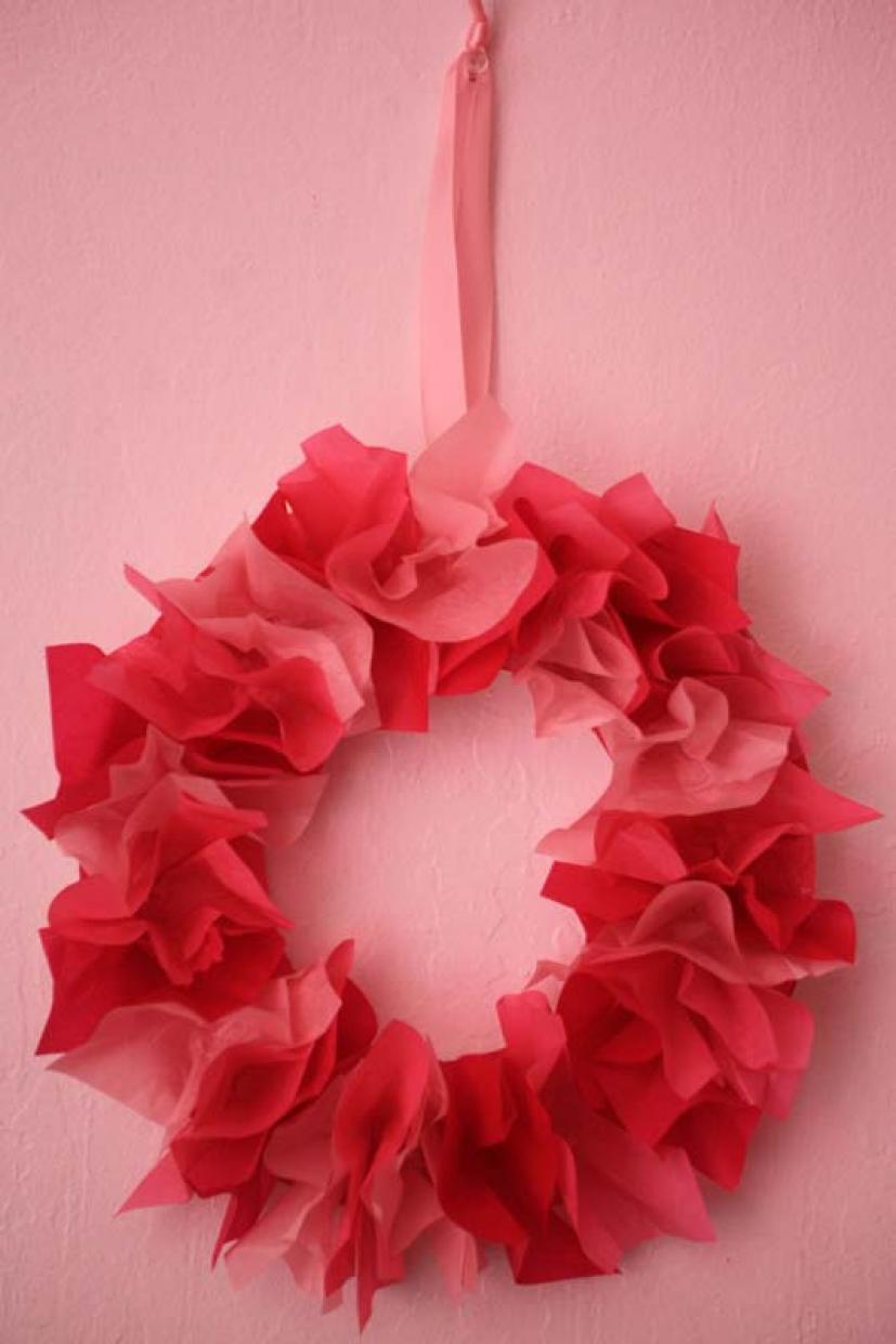 Make a Beautiful Valentine's Day Tissue Paper Wreath Marin Mommies