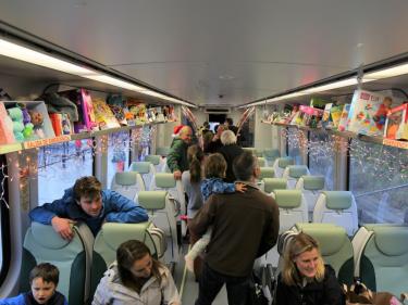 SMART train with holiday decorations