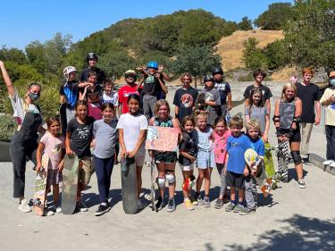 Skaters at Shredders Skate Camp in San Rafael