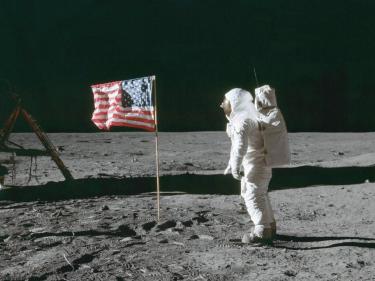 astronaut Buzz aldrin on the moon